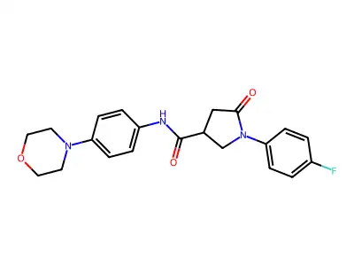 1-(4-fluorophenyl)-N-[4-(morpholin-4-yl)phenyl]-5-oxopyrrolidine-3-carboxamide structure
