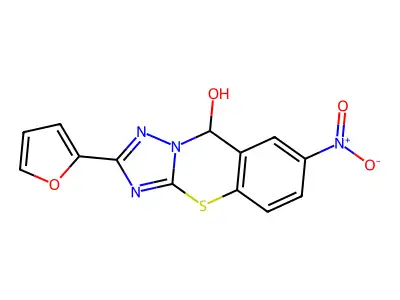 2-(furan-2-yl)-7-nitro-9H-[1,2,4]triazolo[5,1-b][1,3]benzothiazin-9-ol structure