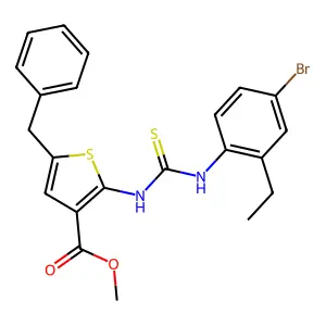 methyl 5-benzyl-2-(3-(4-bromo-2-ethylphenyl)thioureido)thiophene-3-carboxylate structure