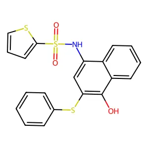 N-(4-hydroxy-3-phenylsulfanylnaphthalen-1-yl)thiophene-2-sulfonamide structure