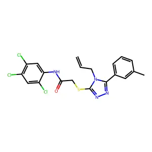 2-[[5-(3-methylphenyl)-4-prop-2-enyl-1,2,4-triazol-3-yl]sulfanyl]-N-(2,4,5-trichlorophenyl)acetamide structure
