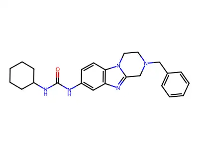 1-(2-benzyl-3,4-dihydro-1H-pyrazino[1,2-a]benzimidazol-8-yl)-3-cyclohexylurea structure