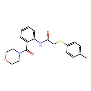 2-(4-methylphenyl)sulfanyl-N-[2-(morpholine-4-carbonyl)phenyl]acetamide structure