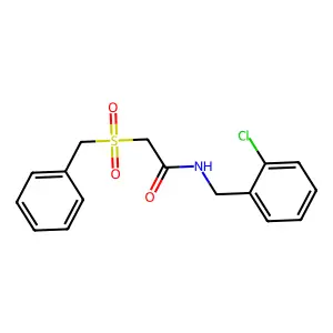 2-benzylsulfonyl-N-[(2-chlorophenyl)methyl]acetamide structure