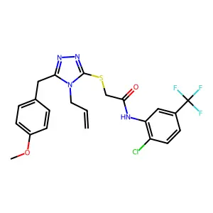N-[2-chloro-5-(trifluoromethyl)phenyl]-2-[[5-[(4-methoxyphenyl)methyl]-4-prop-2-enyl-1,2,4-triazol-3-yl]sulfanyl]acetamide structure