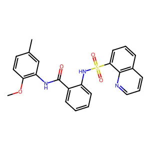 N-(2-methoxy-5-methylphenyl)-2-(quinolin-8-ylsulfonylamino)benzamide structure