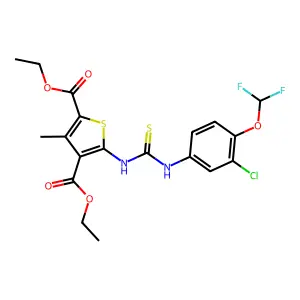 diethyl 5-({[3-chloro-4-(difluoromethoxy)phenyl]carbamothioyl}amino)-3-methylthiophene-2,4-dicarboxylate structure