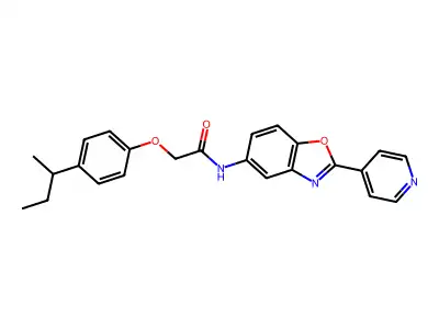 2-(4-butan-2-ylphenoxy)-N-(2-pyridin-4-yl-1,3-benzoxazol-5-yl)acetamide structure