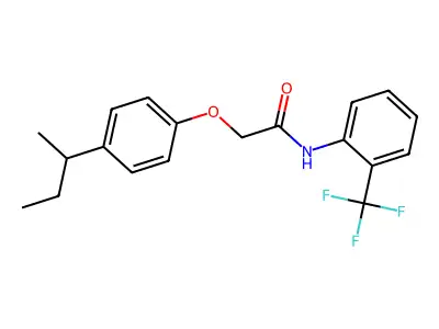 2-(4-butan-2-ylphenoxy)-N-[2-(trifluoromethyl)phenyl]acetamide structure