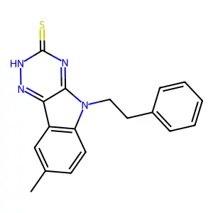 8-methyl-5-(2-phenylethyl)-5H-[1,2,4]triazino[5,6-b]indole-3-thiol structure
