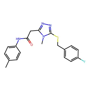 2-[5-[(4-fluorophenyl)methylsulfanyl]-4-methyl-1,2,4-triazol-3-yl]-N-(4-methylphenyl)acetamide structure