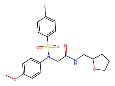 2-(N-(4-fluorophenyl)sulfonyl-4-methoxyanilino)-N-(oxolan-2-ylmethyl)acetamide structure