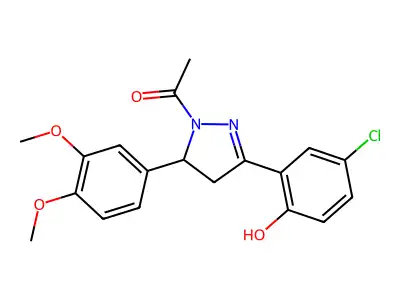 1-(3-(5-chloro-2-hydroxyphenyl)-5-(3,4-dimethoxyphenyl)-4,5-dihydro-1H-pyrazol-1-yl)ethanone structure