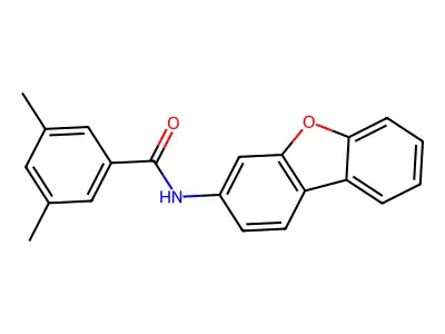 N-dibenzofuran-3-yl-3,5-dimethylbenzamide structure