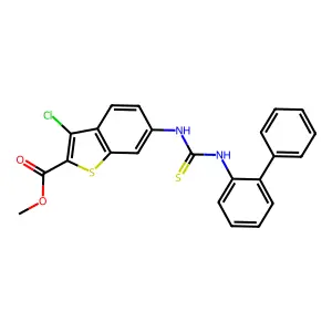 methyl 3-chloro-6-[(2-phenylphenyl)carbamothioylamino]-1-benzothiophene-2-carboxylate structure