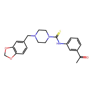 N-(3-acetylphenyl)-4-(1,3-benzodioxol-5-ylmethyl)piperazine-1-carbothioamide structure