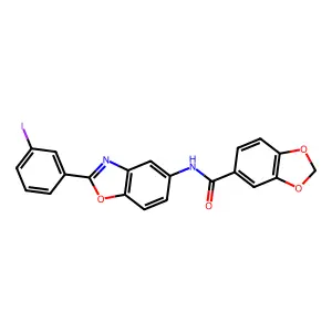 N-[2-(3-iodophenyl)-1,3-benzoxazol-5-yl]-1,3-benzodioxole-5-carboxamide structure