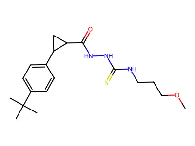 1-[[2-(4-tert-butylphenyl)cyclopropanecarbonyl]amino]-3-(3-methoxypropyl)thiourea structure