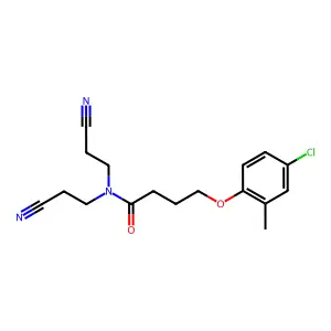 4-(4-chloro-2-methylphenoxy)-N,N-bis(2-cyanoethyl)butanamide structure