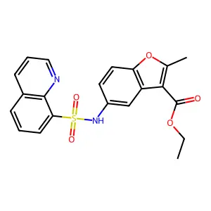 Ethyl 2-methyl-5-(quinolin-8-ylsulfonylamino)-1-benzofuran-3-carboxylate structure