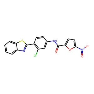 N-[4-(1,3-benzothiazol-2-yl)-3-chlorophenyl]-5-nitrofuran-2-carboxamide structure
