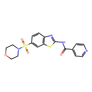 N-[(2E)-6-(morpholin-4-ylsulfonyl)-1,3-benzothiazol-2(3H)-ylidene]pyridine-4-carboxamide structure