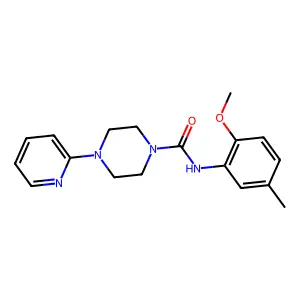 N-(2-methoxy-5-methylphenyl)-4-pyridin-2-ylpiperazine-1-carboxamide structure