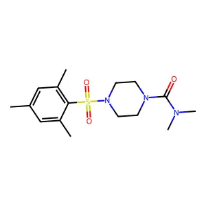 N,N-dimethyl-4-(2,4,6-trimethylphenyl)sulfonylpiperazine-1-carboxamide structure
