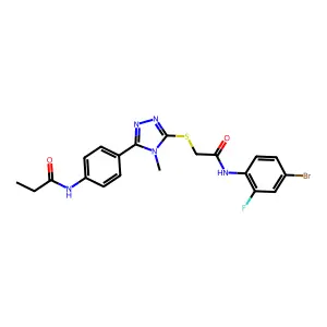N-[4-[5-[2-(4-bromo-2-fluoroanilino)-2-oxoethyl]sulfanyl-4-methyl-1,2,4-triazol-3-yl]phenyl]propanamide structure