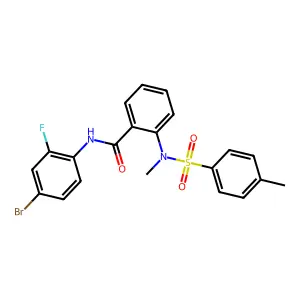 N-(4-bromo-2-fluorophenyl)-2-[methyl-(4-methylphenyl)sulfonylamino]benzamide structure