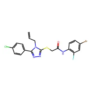 N-(4-bromo-2-fluorophenyl)-2-[[5-(4-chlorophenyl)-4-prop-2-enyl-1,2,4-triazol-3-yl]sulfanyl]acetamide structure