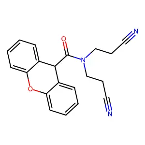 N,N-bis(2-cyanoethyl)-9H-xanthene-9-carboxamide structure