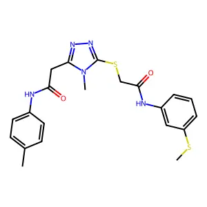 2-[(4-methyl-5-{2-[(4-methylphenyl)amino]-2-oxoethyl}-4H-1,2,4-triazol-3-yl)sulfanyl]-N-[3-(methylsulfanyl)phenyl]acetamide structure
