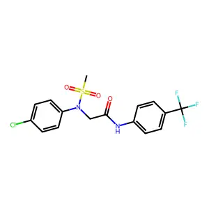 2-(4-chloro-N-methylsulfonylanilino)-N-[4-(trifluoromethyl)phenyl]acetamide structure