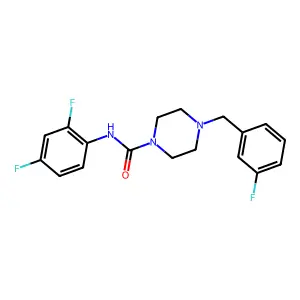 N-(2,4-difluorophenyl)-4-[(3-fluorophenyl)methyl]piperazine-1-carboxamide structure