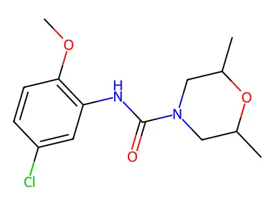 N-(5-chloro-2-methoxyphenyl)-2,6-dimethylmorpholine-4-carboxamide structure