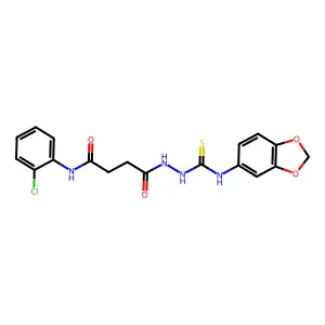 4-[2-(1,3-benzodioxol-5-ylcarbamothioyl)hydrazinyl]-N-(2-chlorophenyl)-4-oxobutanamide structure