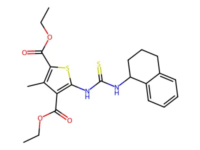 diethyl 3-methyl-5-[(1,2,3,4-tetrahydronaphthalen-1-ylcarbamothioyl)amino]thiophene-2,4-dicarboxylate structure