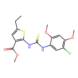 methyl 2-(3-(5-chloro-2,4-dimethoxyphenyl)thioureido)-5-ethylthiophene-3-carboxylate structure