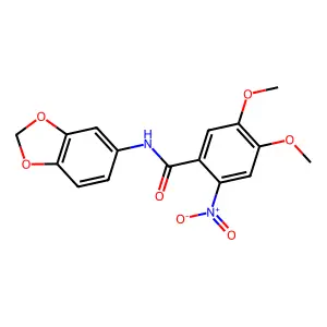 N-(1,3-benzodioxol-5-yl)-4,5-dimethoxy-2-nitrobenzamide structure