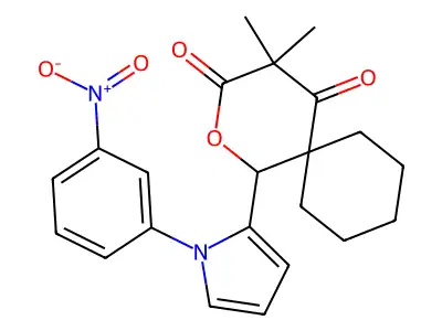 4,4-dimethyl-1-[1-(3-nitrophenyl)-1H-pyrrol-2-yl]-2-oxaspiro[5.5]undecane-3,5-dione structure