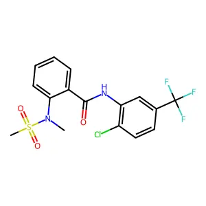 N-[2-chloro-5-(trifluoromethyl)phenyl]-2-[methyl(methylsulfonyl)amino]benzamide structure