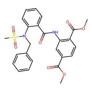 dimethyl 2-(2-(N-benzylmethylsulfonamido)benzamido)terephthalate structure