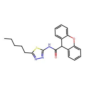 N-(5-pentyl-1,3,4-thiadiazol-2-yl)-9H-xanthene-9-carboxamide structure