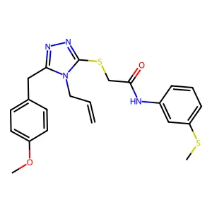 2-[[5-[(4-methoxyphenyl)methyl]-4-prop-2-enyl-1,2,4-triazol-3-yl]sulfanyl]-N-(3-methylsulfanylphenyl)acetamide structure