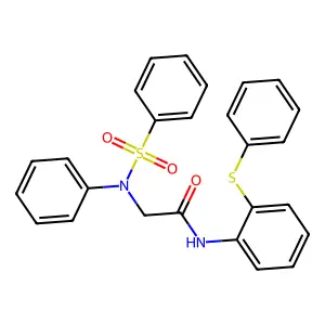 2-[N-(benzenesulfonyl)anilino]-N-(2-phenylsulfanylphenyl)acetamide structure