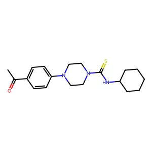 4-(4-acetylphenyl)-N-cyclohexylpiperazine-1-carbothioamide structure