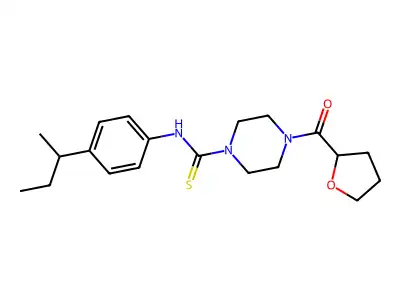 N-(4-butan-2-ylphenyl)-4-(oxolane-2-carbonyl)piperazine-1-carbothioamide structure