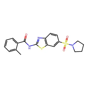 2-methyl-N-(6-(pyrrolidin-1-ylsulfonyl)benzo[d]thiazol-2-yl)benzamide structure