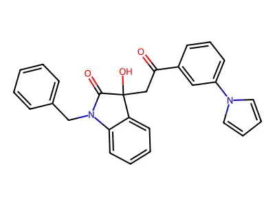 1-benzyl-3-hydroxy-3-[2-oxo-2-(3-pyrrol-1-ylphenyl)ethyl]indol-2-one structure